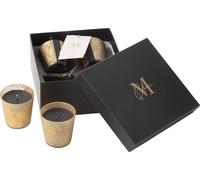Manahee Design | Boîte de 4 Bougies Parfumées M-Chic en Verre Doré/Noir | Or | 7,5 cm x 6,5 cm x 6,5 cm