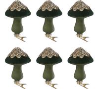 Manahee Design | Boîte de 6 Champignons en Verre Vert Velours | 10x6x6 cm