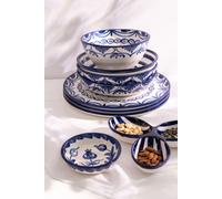 Manahee Design | Bol Granada Haut Céramique Blanc/Bleu Cobalt | 22x22x10 cm