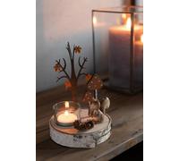 Manahee Design | Bougeoir Écureuil/Arbre Métal Orange | 16 cm x 12 cm x 12 cm | 0,26 kg
