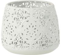 Manahee Design | Bougeoir rond en métal et verre blanc | Blanc | 9,5x11,5x11,5 cm