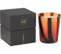 Manahee Design | Bougie parfumée cire multicolore avec motif rayé orange | 17 cm x 15 cm x 15 cm
