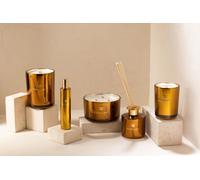 Manahee Design | Bougie parfumée Excellent Golden Honey Ocre Medium | Verre jaune | 14,5x11x11 cm