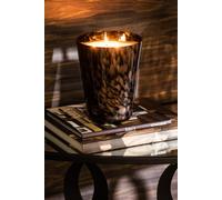 Manahee Design | Bougie Parfumée Noa Bois de Santal Noir/Doré Large | 20 cm x 15,5 cm