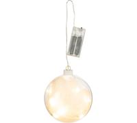 Manahee Design | Boule déco plumes + lumières LED verre blanc Small | 13 cm x 13 cm x 13 cm