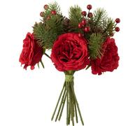 Manahee Design | Bouquet Rose/Baies/Rameau de Sapin Plastique Vert | 28 cm x 20 cm x 20 cm