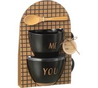 Manahee Design | Box 2 Tasses Céramique Noir | 24 cm x 16,4 cm x 12,1 cm