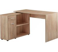Manahee Design | Bureau d’angle avec étagère Sonoma et pieds noirs en plastique | 120x75,5x106,5 cm | Bureau moderne