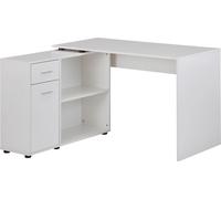 Manahee Design | Bureau d'angle design avec étagère | Blanc | 120 x 75,5 x 106,5 cm