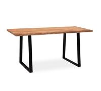 Manahee Design | Bureau en bois massif d'acacia clair | Plateau 120x60x76 cm | Pieds en métal noir trapèze