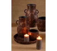 Manahee Design | Cache-pot Rond en Céramique | Marron Terre/Rouille | 24 x 24 x 22 cm