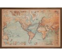 Manahee Design | Cadre lumineux LED carte du monde en bois brun | 116 cm x 175 cm x 4.5 cm
