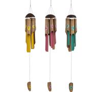 Manahee Design | Carillon Vent Boule Bambou et Noix de Coco Multi Couleurs | 40 cm x 14 cm x 14 cm