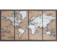 Manahee Design | Carte du monde métal/verre beige/marron | Beige | 81x143.5x2.5 cm