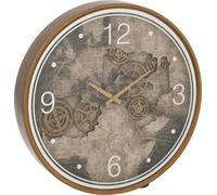 Manahee Design | Carte Horloge Europe MDF Or | 60 cm x 60 cm x 10 cm