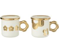 Manahee Design | Céramique blanc or | 9,4 cm x 13,3 cm x 9,5 cm | Lot de 2