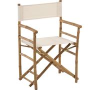 Manahee Design | Chaise de réalisateur pliable Bambou + Textile Naturel Blanc | 58 x 44 x 88 cm