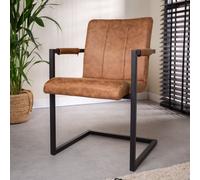 Manahee Design | Chaise de salle à manger industrielle Jackson microfibre Cognac | Cognac | 61 x 54 x 85 cm