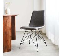 Manahee Design | Chaise de Salle à Manger Industrielle Viano | Cuir synthétique Antracite | 55 x 45 x 85 cm