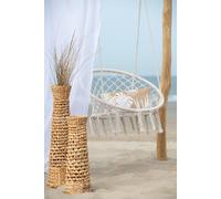 Manahee Design | Chaise Suspendue Macramé Beige Polyester Coton/Lin | 110 cm x 60 cm x 80 cm