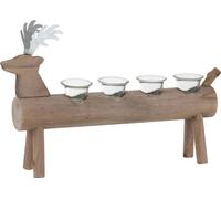 Manahee Design | Chandelier en bois brun 4 bougies motif cerf | 29,5x47x11 cm