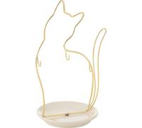 Manahee Design | Chat Bol Porcelaine/Métal Large | Métal / Ferronnerie Blanc | 27,5 cm x 17 cm x 14 cm