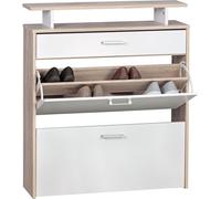 Manahee Design | Chiffonnier à chaussures en bois MDF Sonoma Chêne et blanc 80 x 24 x 95 cm | Couleur Sonoma Chêne et blanc