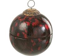 Manahee Design | Cierge boule de Noël tacheté en verre rouge/noir | Cire | 10x10x10 cm
