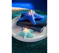 Manahee Design | Cierge Étoile de Mer en Cire Bleue | 13 x 13 x 4,5 cm | 2 Heures