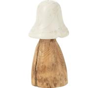 Manahee Design | Cloche Champignon Bois Blanc/Naturel Small | 32 cm x 15 cm x 15 cm