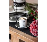 Manahee Design | Coffret 4 Tasses à Thé en Céramique Noir 220 ml 7.5x13.8x13.8 cm