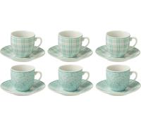 Manahee Design | Coffret 6 Tasses et Soucoupe en Céramique Bleue | 5,5 cm x 5,1 cm x 3 cm