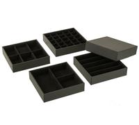 Manahee Design | Coffret à Bijoux 4 Compartiments Bois Noir | 19,3x19,3x22,8 cm