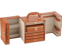 Manahee Design | Coffret à bijoux en bois marron cognac avec poignée | 29,5 x 18,5 x 22 cm
