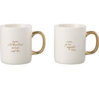 Manahee Design | Coffret de 2 Tasses en Porcelaine Blanche et Dorée | Keramiek/Aardewerk | 10 x 12 x 8 cm