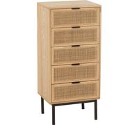 Manahee Design | Commode 5 Tiroirs MDF/Metal Naturel/Noir | 100x46x35 cm