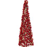 Manahee Design | Cône Déco Boules Plastique Rouge Large | Rouge | 25x25x70 cm