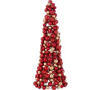 Manahee Design | Cône déco boules plastique Rouge/Or | 45 cm H x 20 cm L x 20 cm l