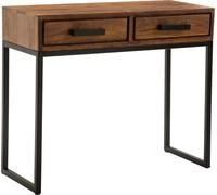 Manahee Design | Console en bois massif Sheesham 90x76x36 cm | Métal noir | Meuble d'entrée design