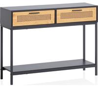 Manahee Design | Console noire 100x30x75 cm avec cannage viennois | Table d’entrée design intemporel