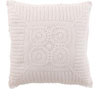 Manahee Design | Coussin Carré Dentelle Coton Blanc | 45x45x10 cm