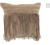 Manahee Design | Coussin carré en simili cuir gris clair | 42 x 41 cm | Housse amovible