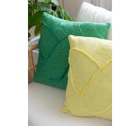 Manahee Design | Coussin Feuilles Coton Vert Foncé | 45 x 45 x 15 cm