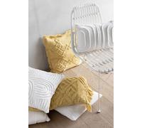 Manahee Design | Coussin Long Jaune en Coton avec Pompons | 15 cm x 78 cm x 40 cm