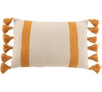 Manahee Design | Coussin Plage Rainures Rectangulaire Coton Ocre Blanc Jaune | 60x40x10 cm