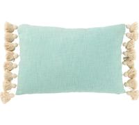 Manahee Design | Coussin Rectangle à Pompons Coton/Polyester Bleu Cyan | 40 cm x 60 cm x 15 cm