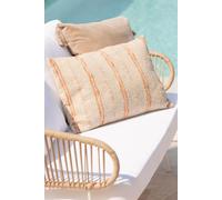 Manahee Design | Coussin Rectangulaire Coton / Lin / Polyester Beige / Orange 60x40 cm | 15 cm de hauteur