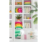 Manahee Design | Coussin rectangulaire coton/lin/polyester rose 50 x 30 x 15 cm | Motif rayures et franges