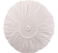 Manahee Design | Coussin Rond Dentelle Coton Blanc | 39x39x10 cm