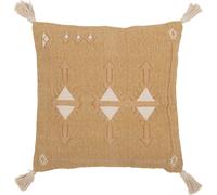 Manahee Design | Coussin triangles avec pompons coton naturel/blanc | Beige | 50x50x15 cm